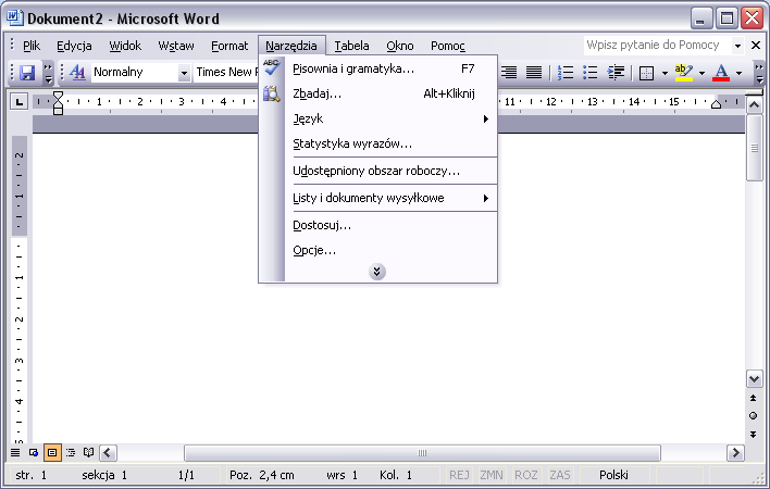 word2003_makro_Trados_2 Rozwijane menu Narzędzia - Word 2003